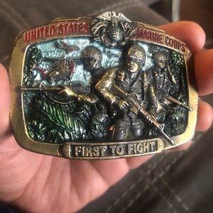 United States Marine Corps Belt Buckle First To Fight Vintage 1982